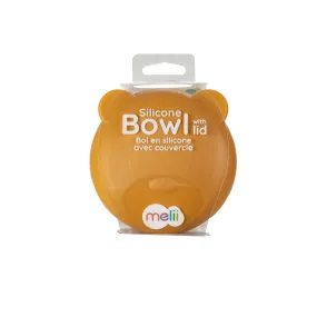 Melii Silicone Brown Bear Bowl with Lid 350 ml - Airtight & Leakproof Food Storage for Babies, Toddlers, Kids - BPA Free, Microwave Safe, Perfect for On-the-Go Meals Snacks