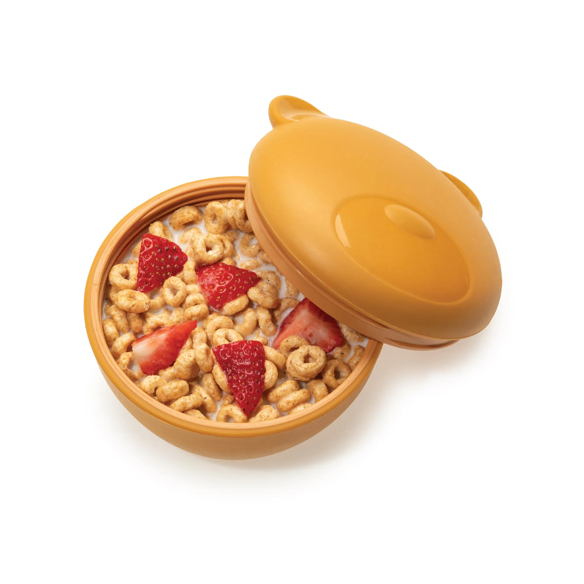 Melii Silicone Brown Bear Bowl with Lid 350 ml - Airtight & Leakproof Food Storage for Babies, Toddlers, Kids - BPA Free, Microwave Safe, Perfect for On-the-Go Meals Snacks