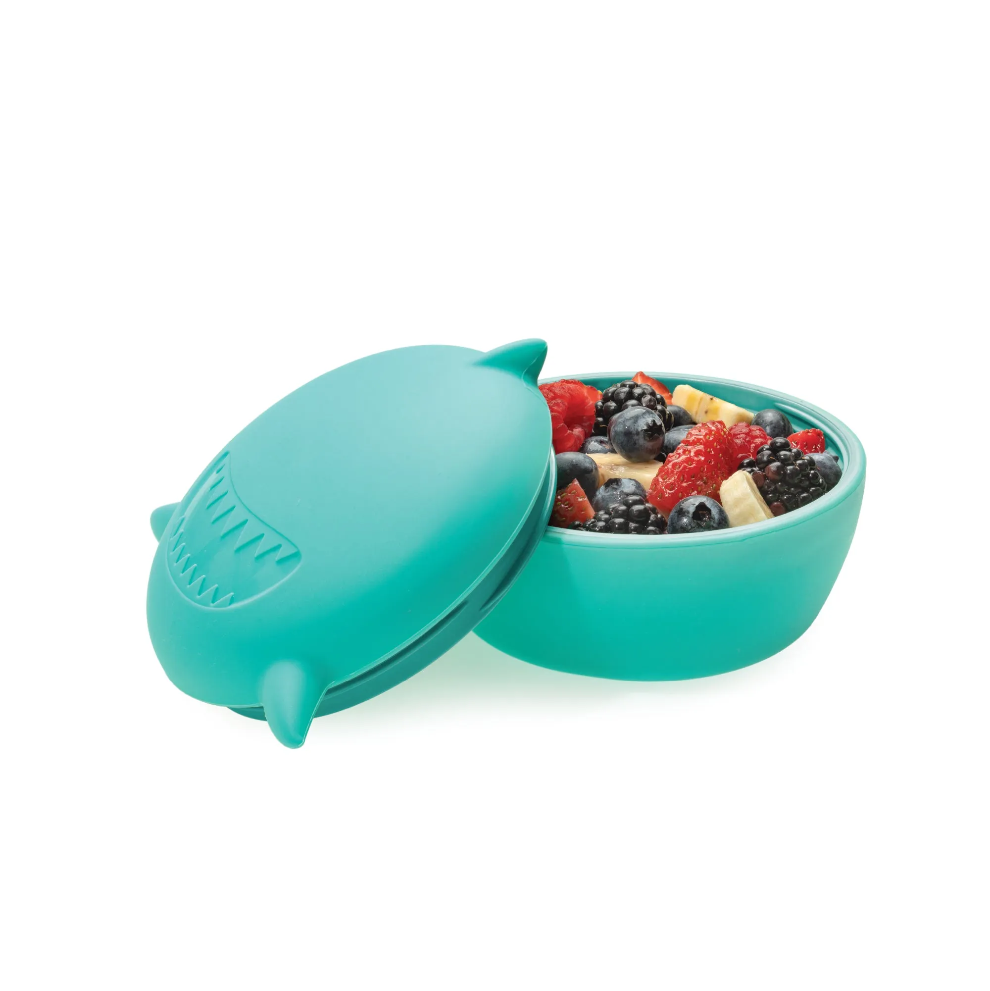 Melii Silicone Turquoise Shark Bowl with Lid 350 ml - Airtight & Leakproof Food Storage for Babies, Toddlers, Kids - BPA Free, Microwave Safe, Perfect for On-the-Go Meals Snacks