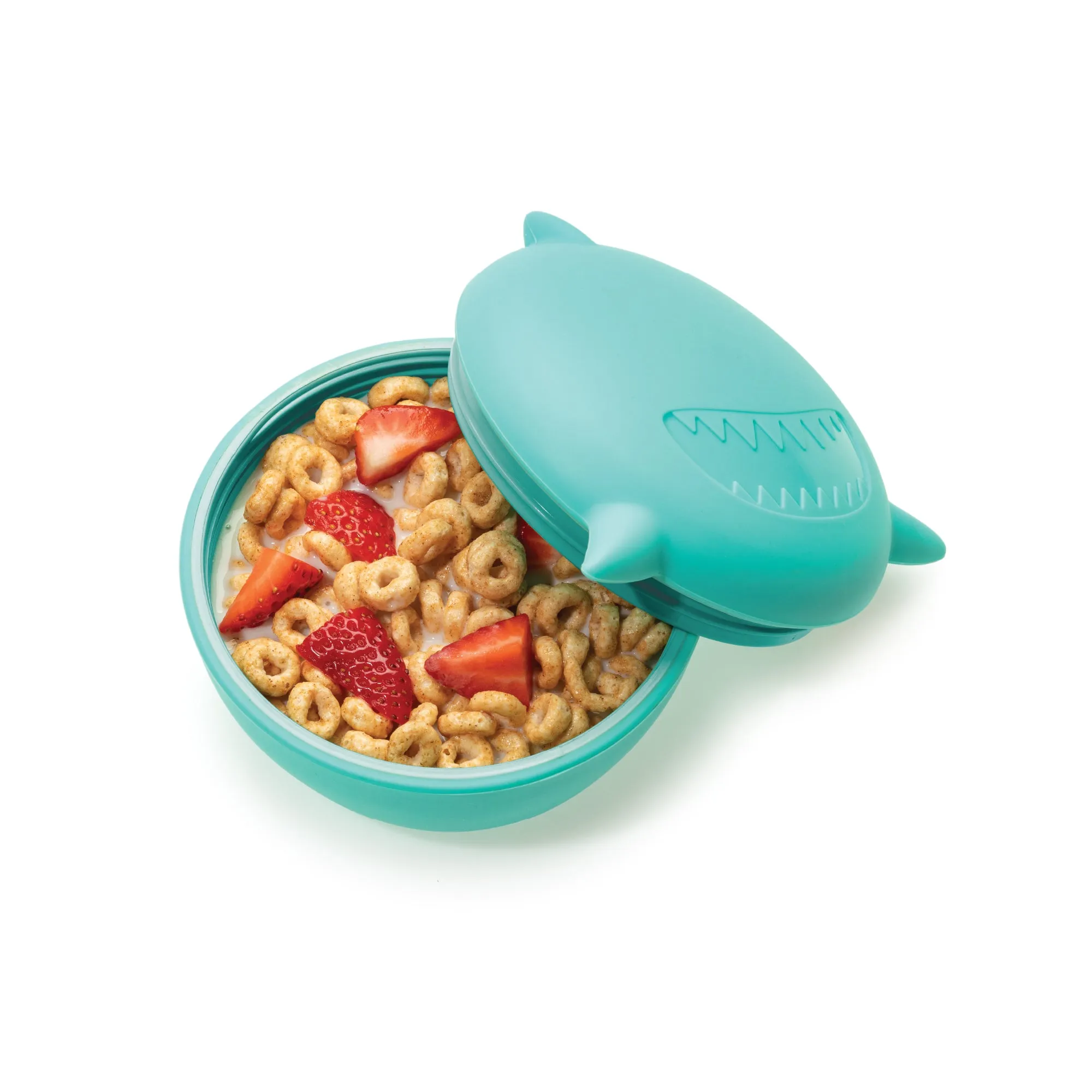 Melii Silicone Turquoise Shark Bowl with Lid 350 ml - Airtight & Leakproof Food Storage for Babies, Toddlers, Kids - BPA Free, Microwave Safe, Perfect for On-the-Go Meals Snacks