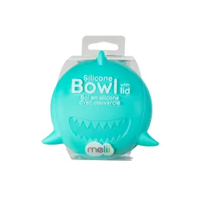 Melii Silicone Turquoise Shark Bowl with Lid 350 ml - Airtight & Leakproof Food Storage for Babies, Toddlers, Kids - BPA Free, Microwave Safe, Perfect for On-the-Go Meals Snacks