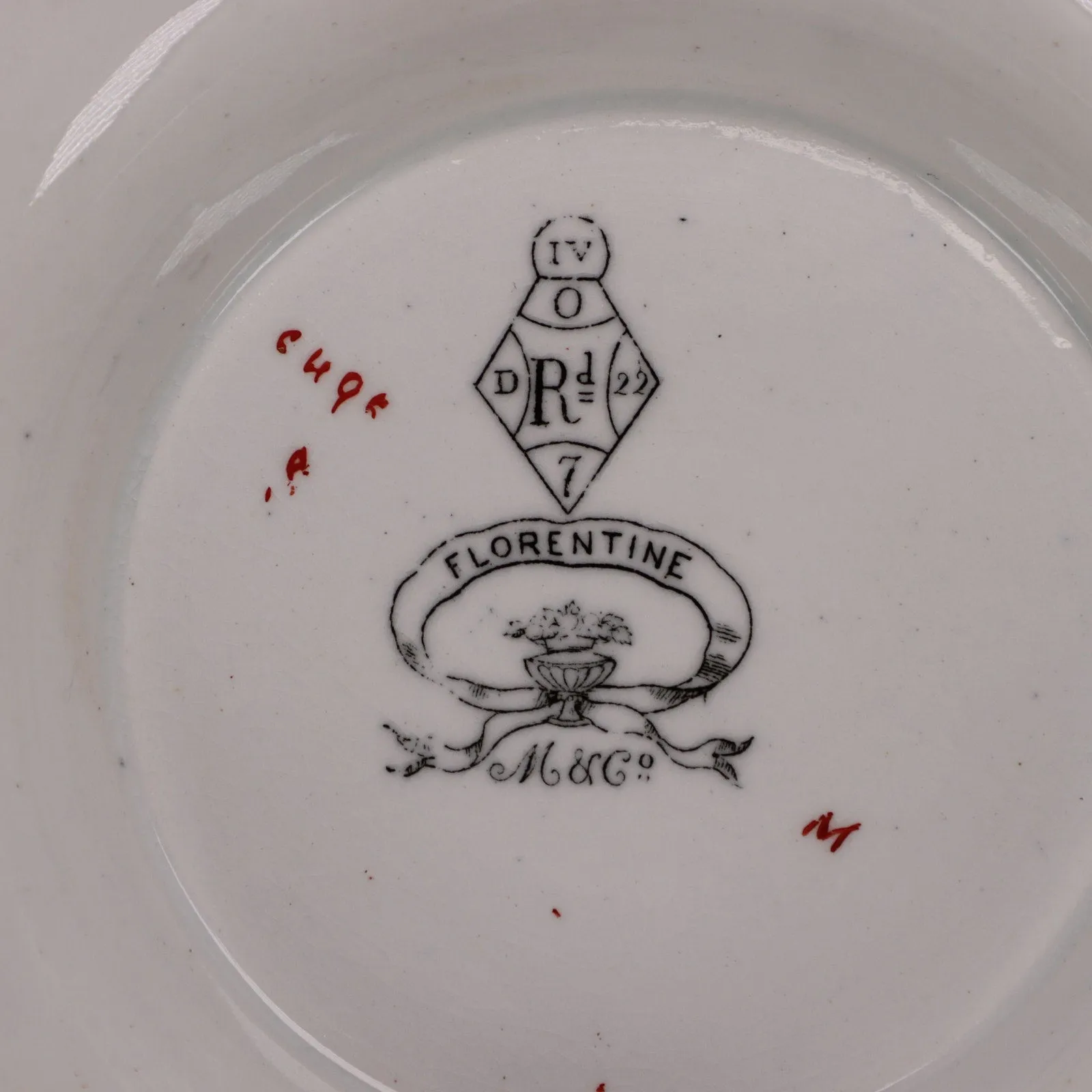 Minton Florentine Red C495 Compote Bowl Serving Dish England Antique 1862
