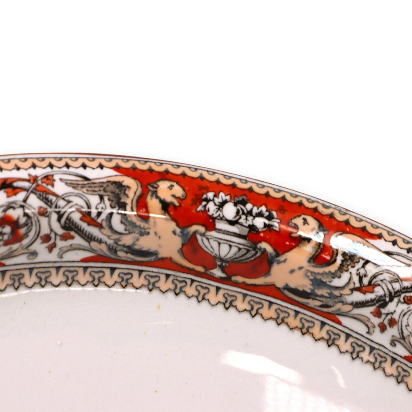 Minton Florentine Red C495 Compote Bowl Serving Dish England Antique 1862