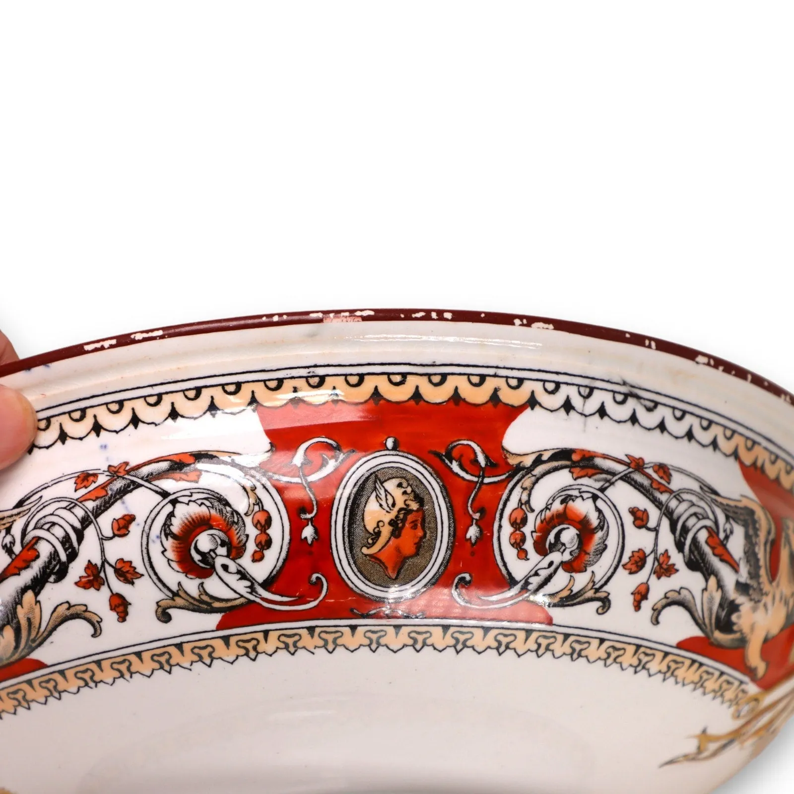Minton Florentine Red C495 Compote Bowl Serving Dish England Antique 1862