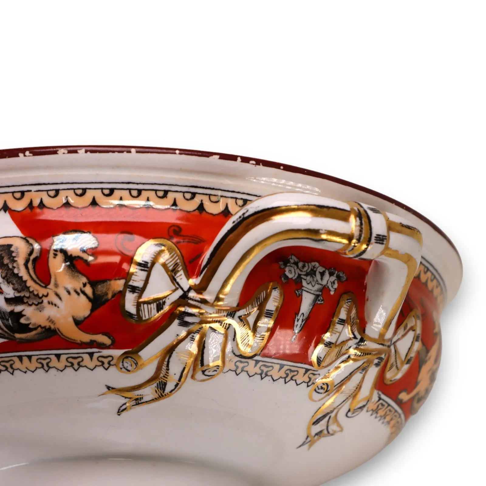 Minton Florentine Red C495 Compote Bowl Serving Dish England Antique 1862