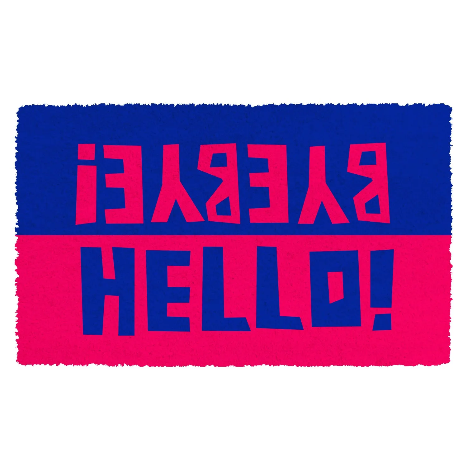 OnlyMat Colourful Blue and Red Hello, Bye Bye printed Coir Entrance Doormat