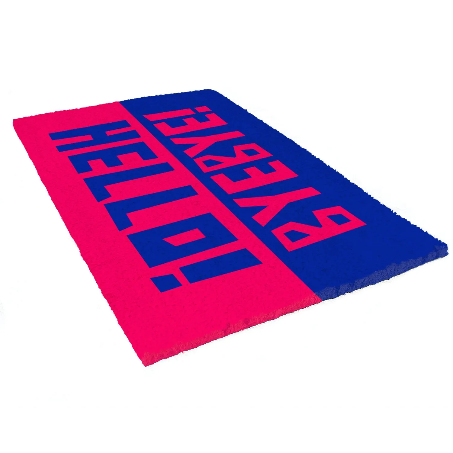 OnlyMat Colourful Blue and Red Hello, Bye Bye printed Coir Entrance Doormat