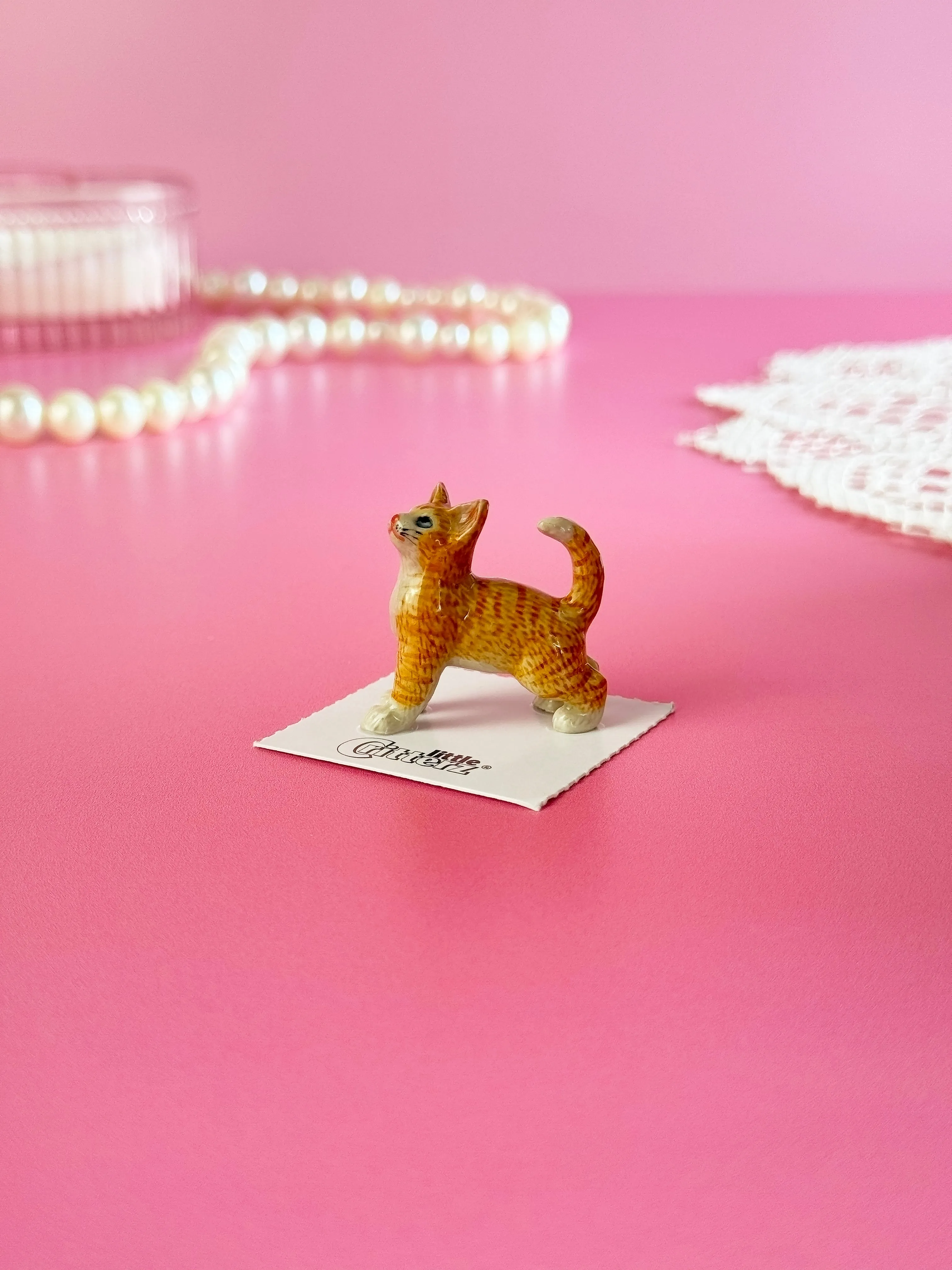 Orange Kitten Mini Porcelain Figurine