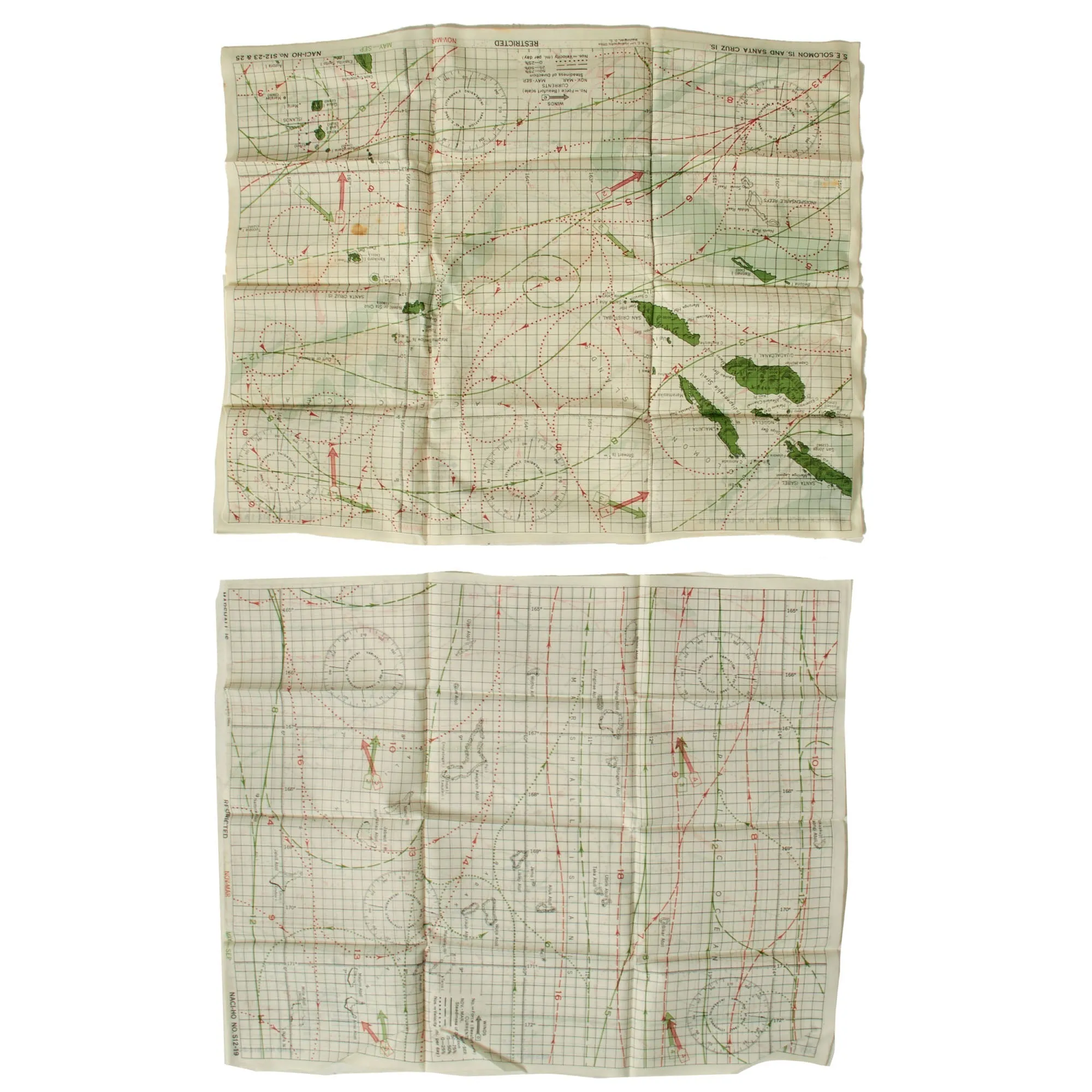 Original British WWII Royal Air Force Silk Evasion Map Lot - Set of 5