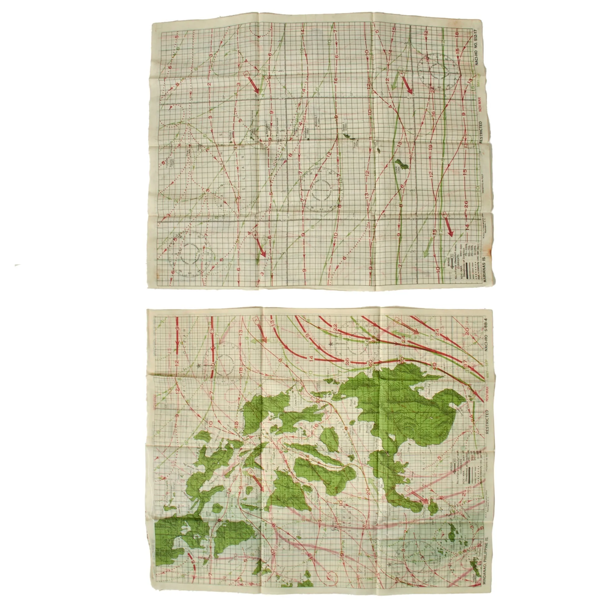 Original British WWII Royal Air Force Silk Evasion Map Lot - Set of 5