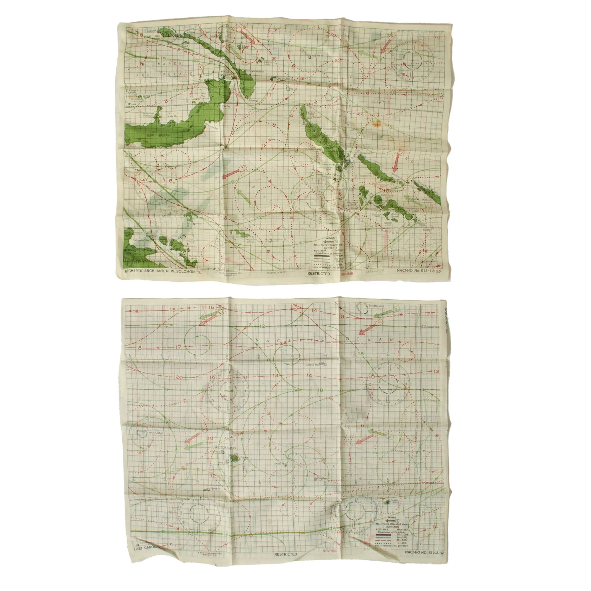 Original British WWII Royal Air Force Silk Evasion Map Lot - Set of 5