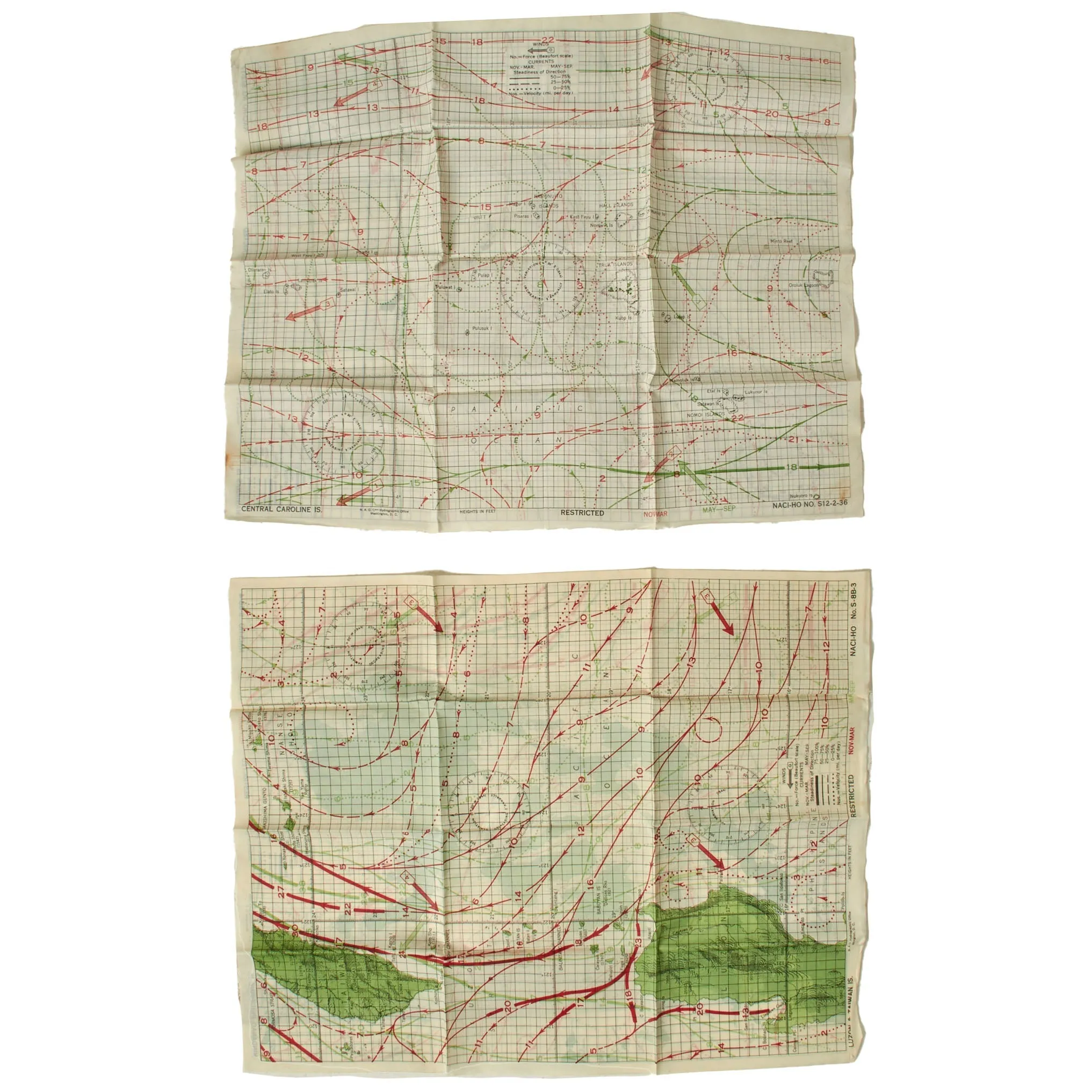 Original British WWII Royal Air Force Silk Evasion Map Lot - Set of 5