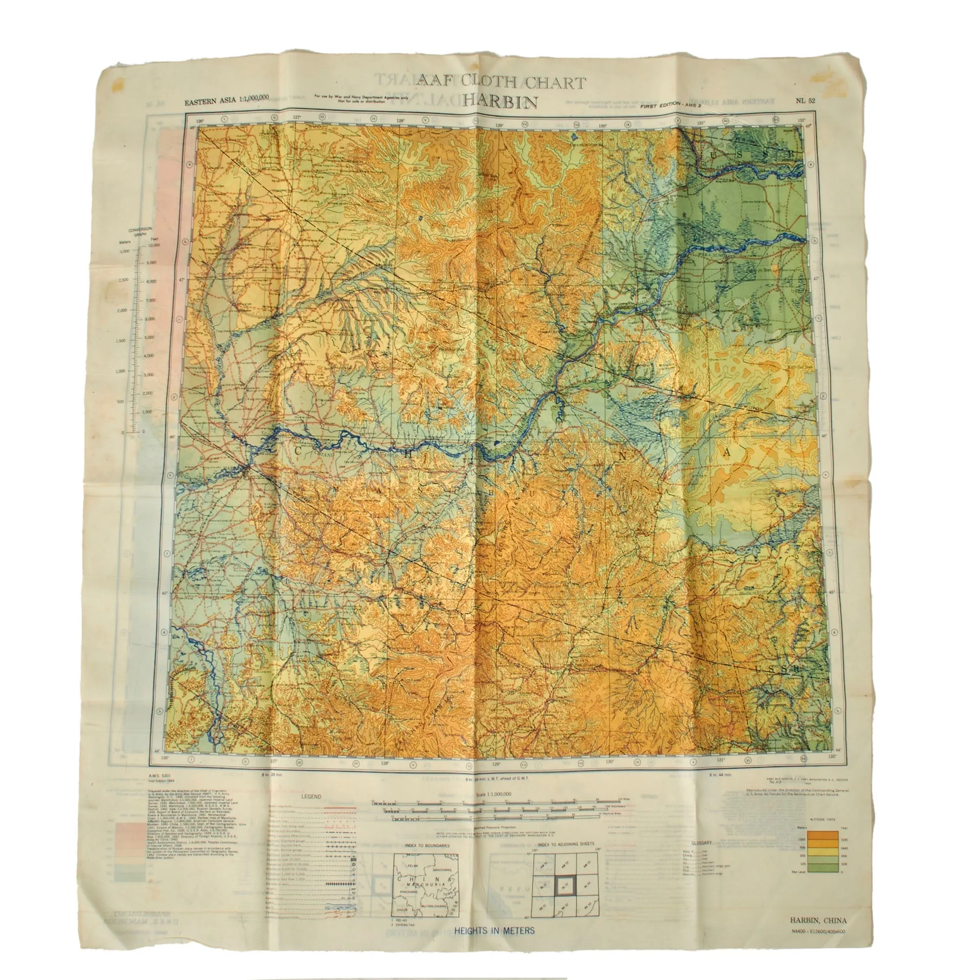 Original British WWII Royal Air Force Silk Evasion Map Lot - Set of 5