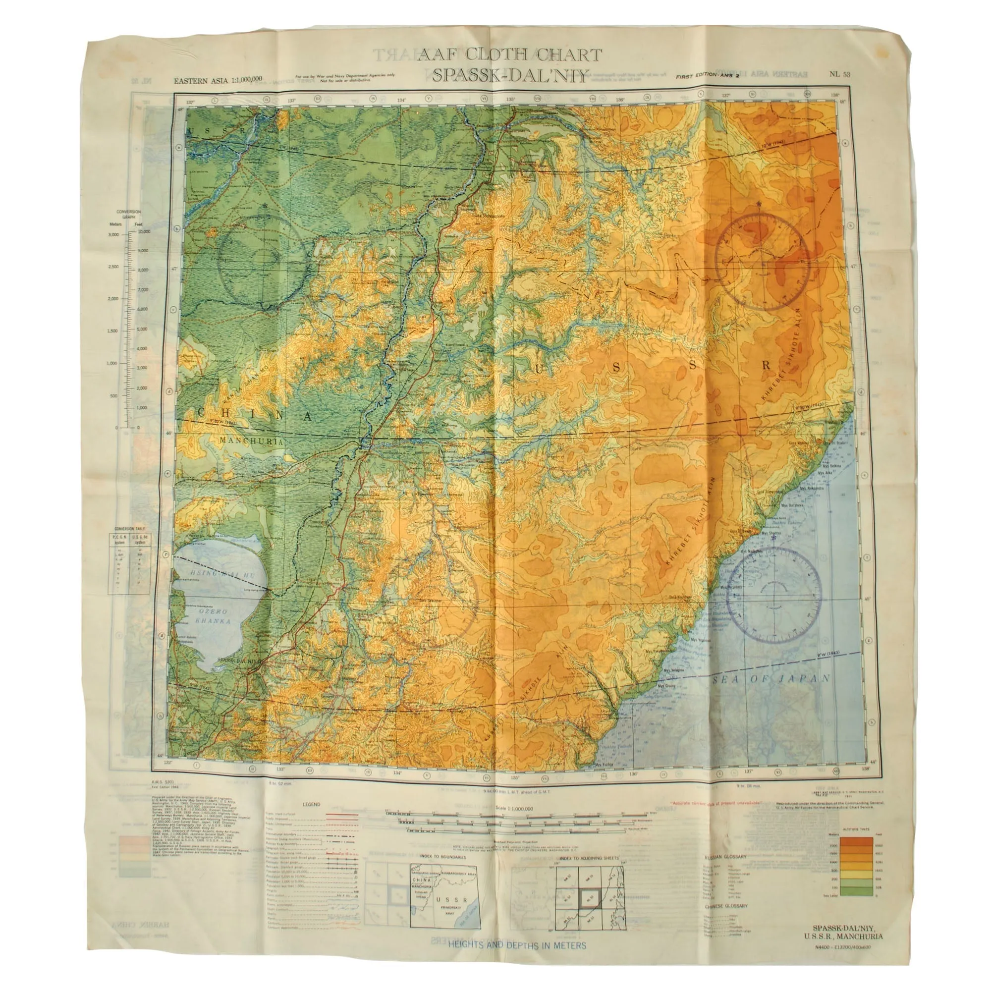Original British WWII Royal Air Force Silk Evasion Map Lot - Set of 5