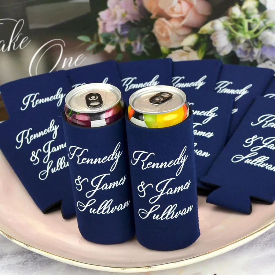 Personalized 12 Oz. Slim Can Cooler Wedding Favors