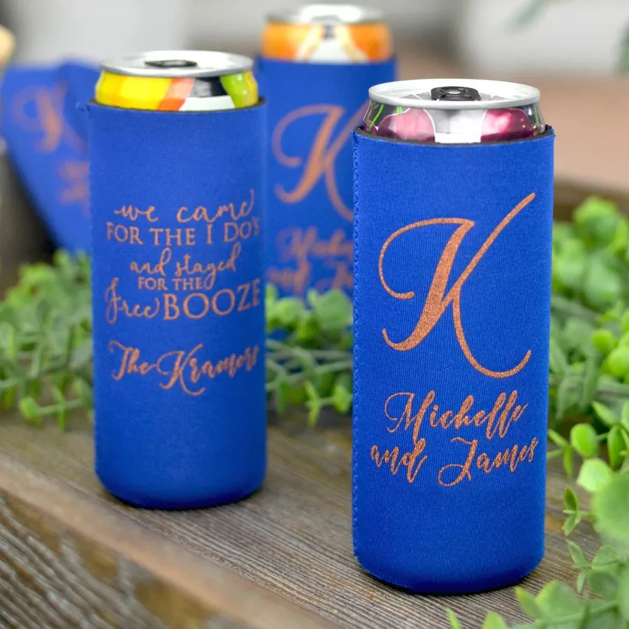 Personalized 12 Oz. Slim Can Cooler Wedding Favors