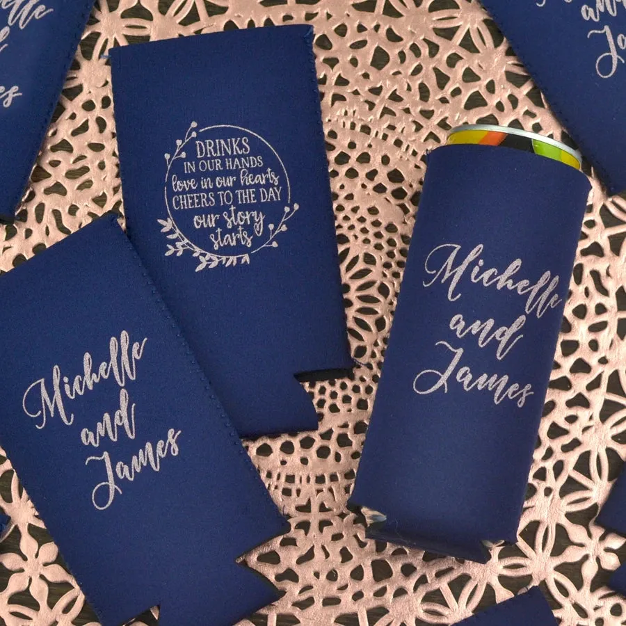 Personalized 12 Oz. Slim Can Cooler Wedding Favors