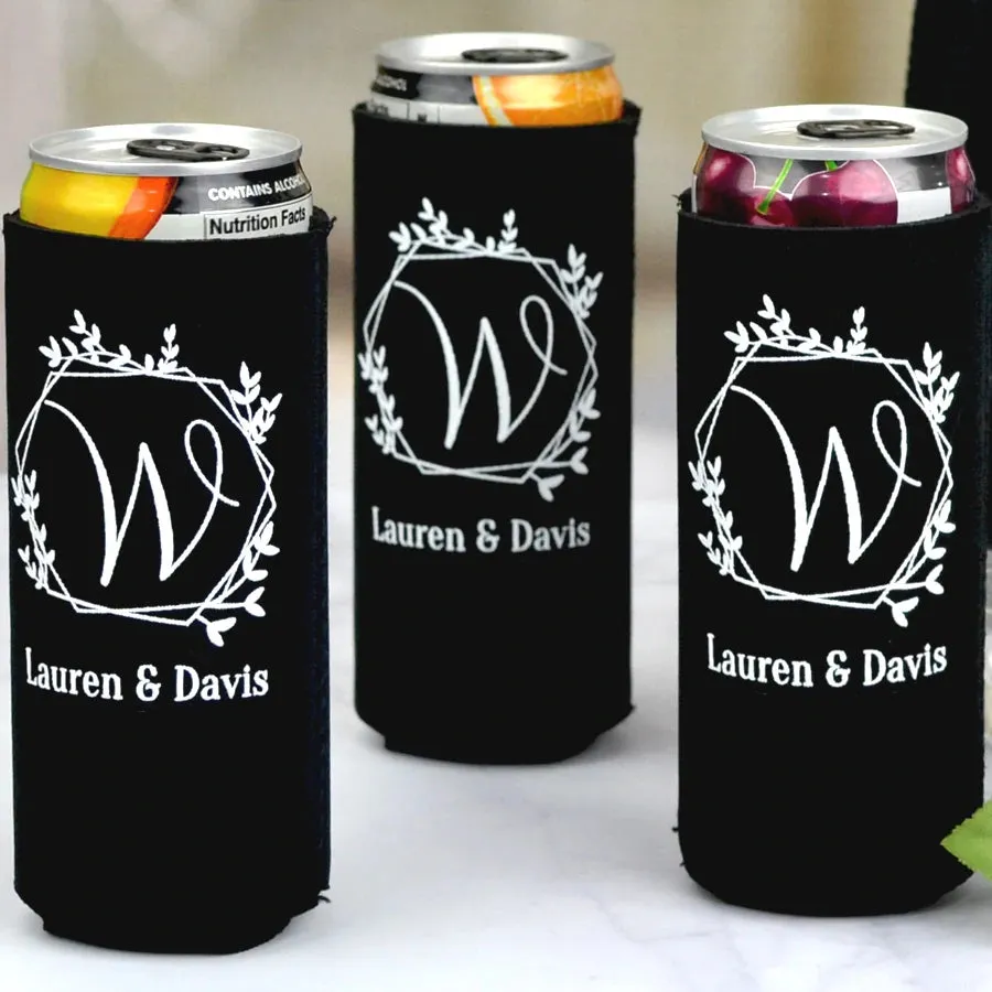 Personalized 12 Oz. Slim Can Cooler Wedding Favors