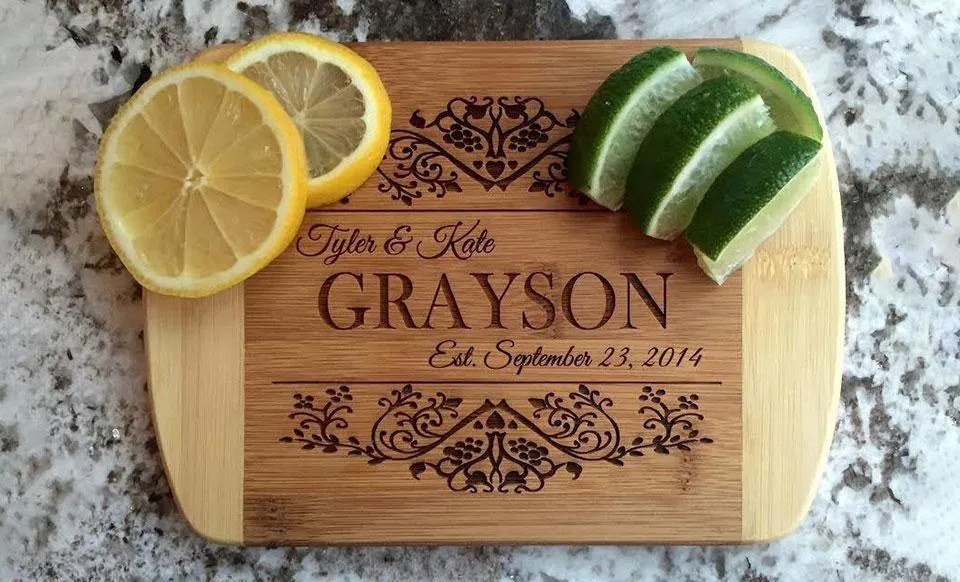 Personalized 6x8 Bamboo Cutting Board with Rounded Edge