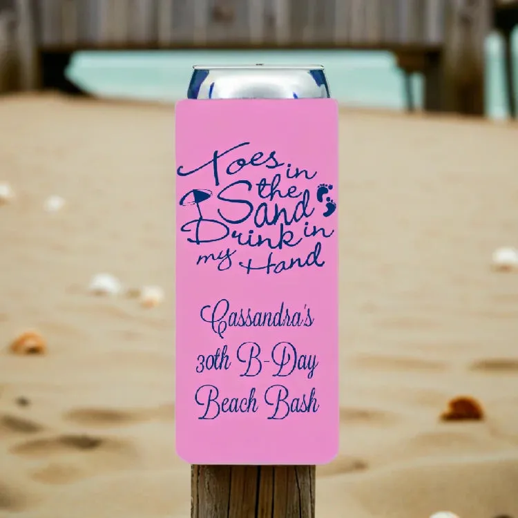 Personalized Adult Birthday Slim Can Cooler Favors