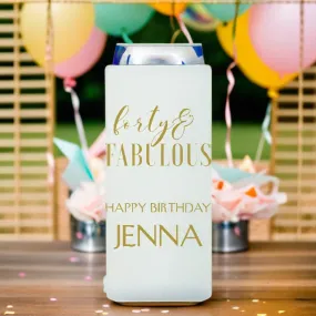 Personalized Adult Birthday Slim Can Cooler Favors