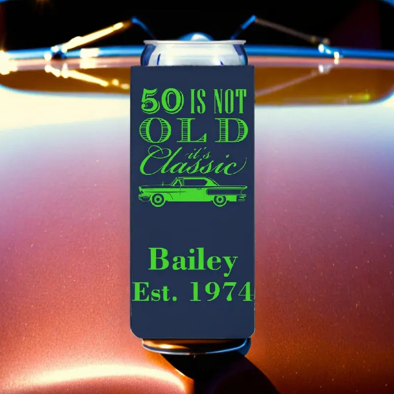 Personalized Adult Birthday Slim Can Cooler Favors