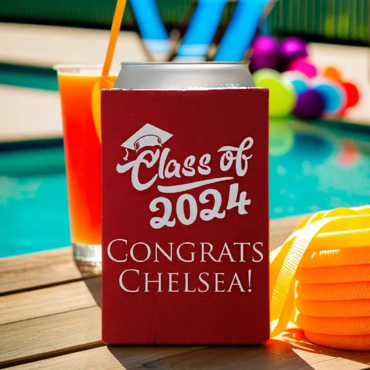 Personalized Collapsable Neoprene Can Cooler Graduation Party Favors