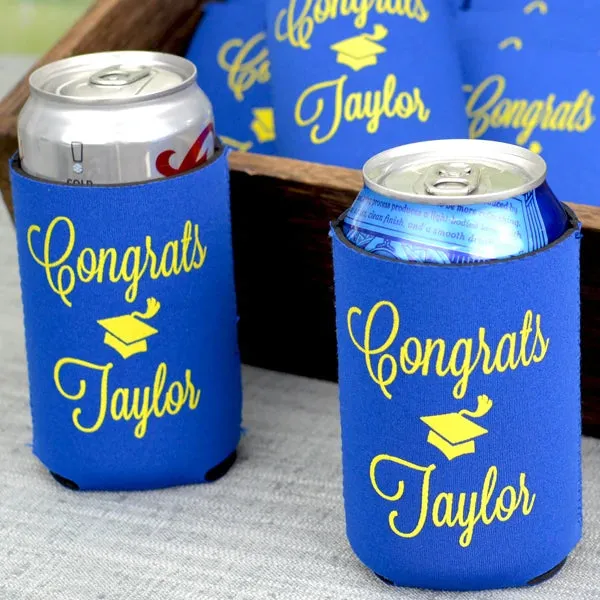 Personalized Collapsable Neoprene Can Cooler Graduation Party Favors