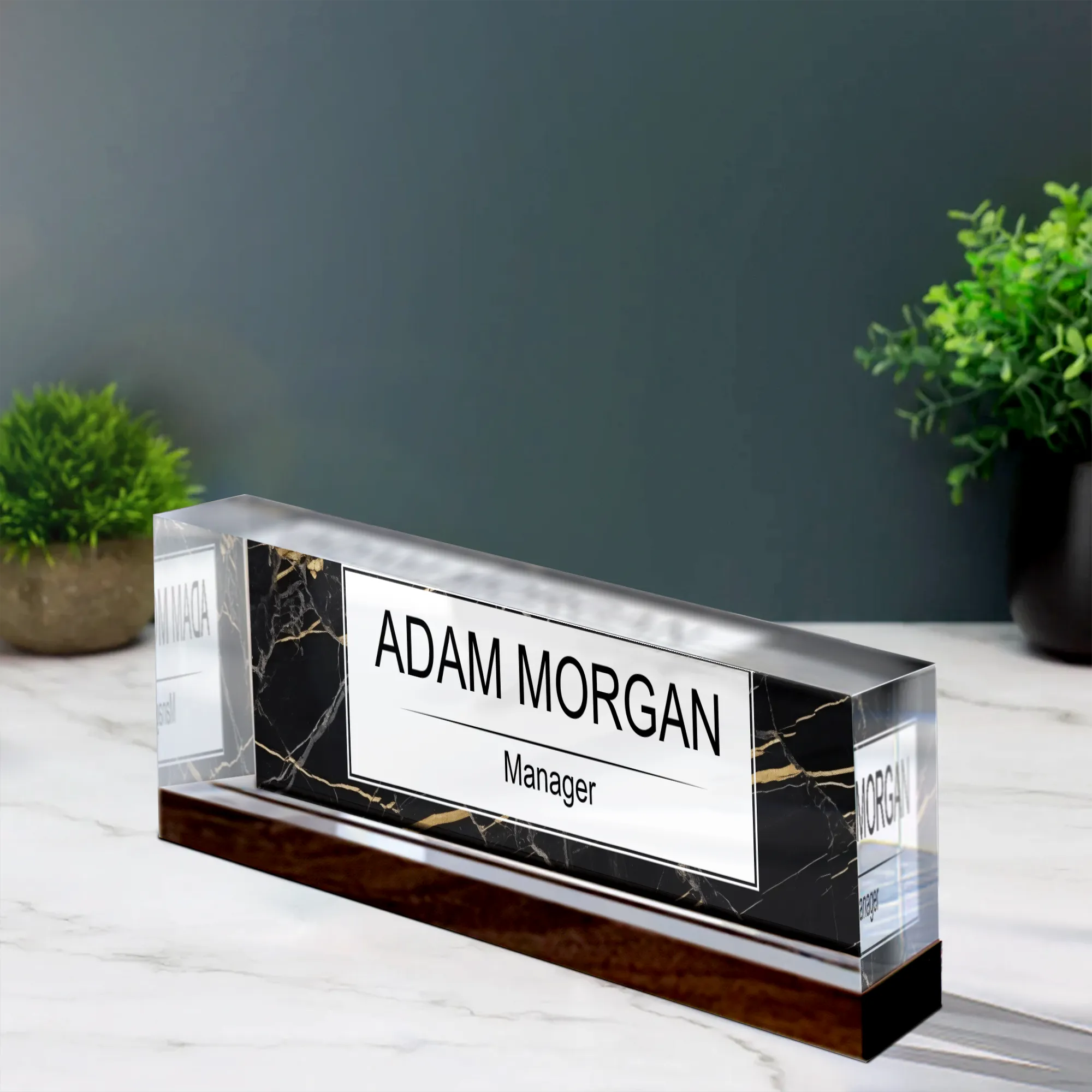 Personalized Name Plate Acrylic For Desk, Custom Employee Appreciation Gifts,  Custom Floral Desk Name Plate, Acrylic Desk Name TD81-29