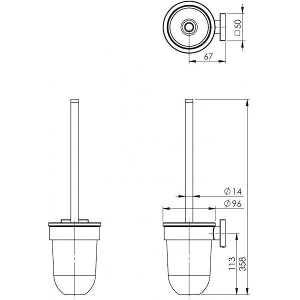 Phoenix Radii Toilet Brush & Holder Square Plate