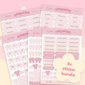 Pink Coquette Bow Planner Sticker Bundle | Kawaii Organisational Stickers for Daily, Weekly & Monthly Planning