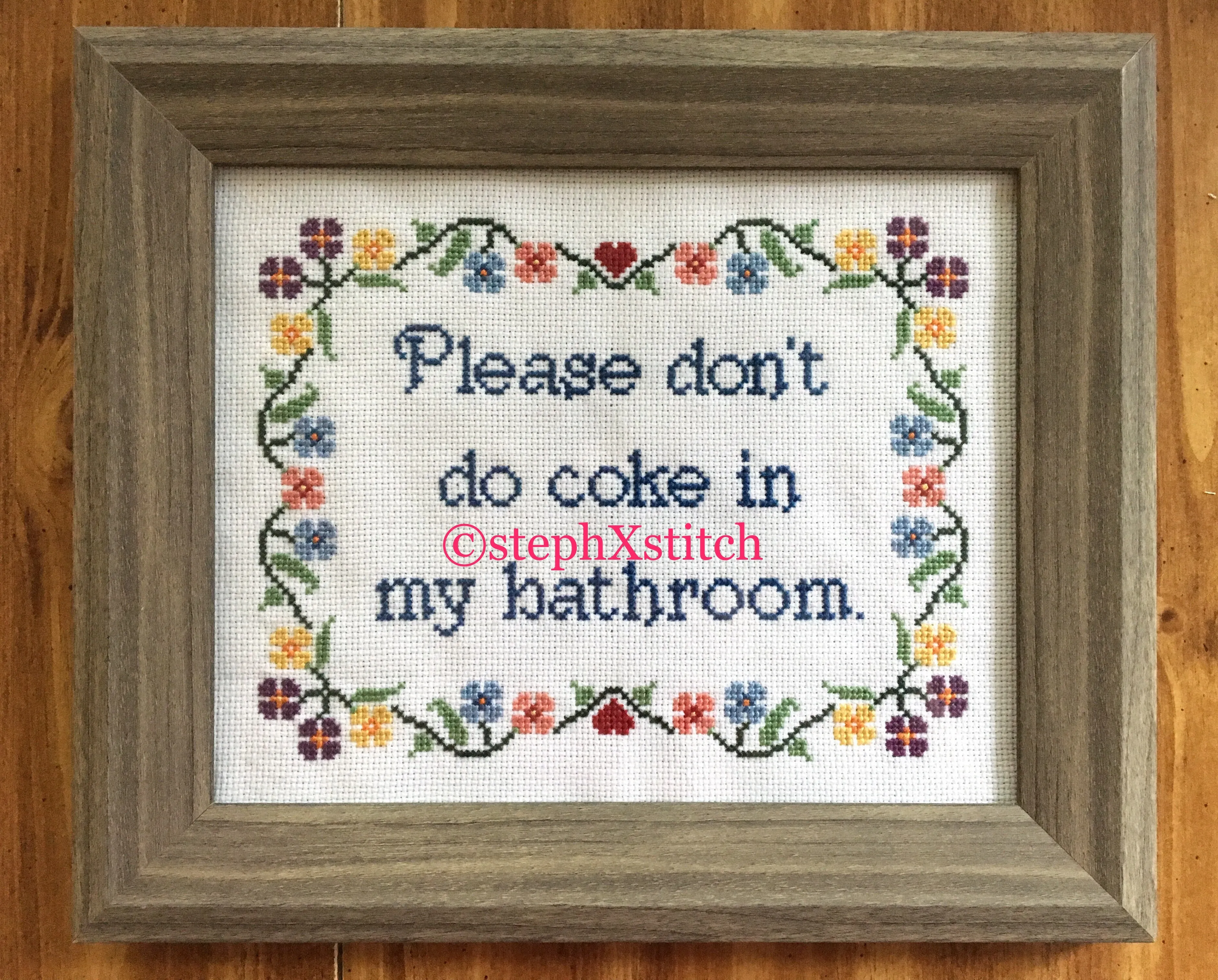 Please Don't Do Coke In My Bathroom -PDF Cross Stitch Pattern