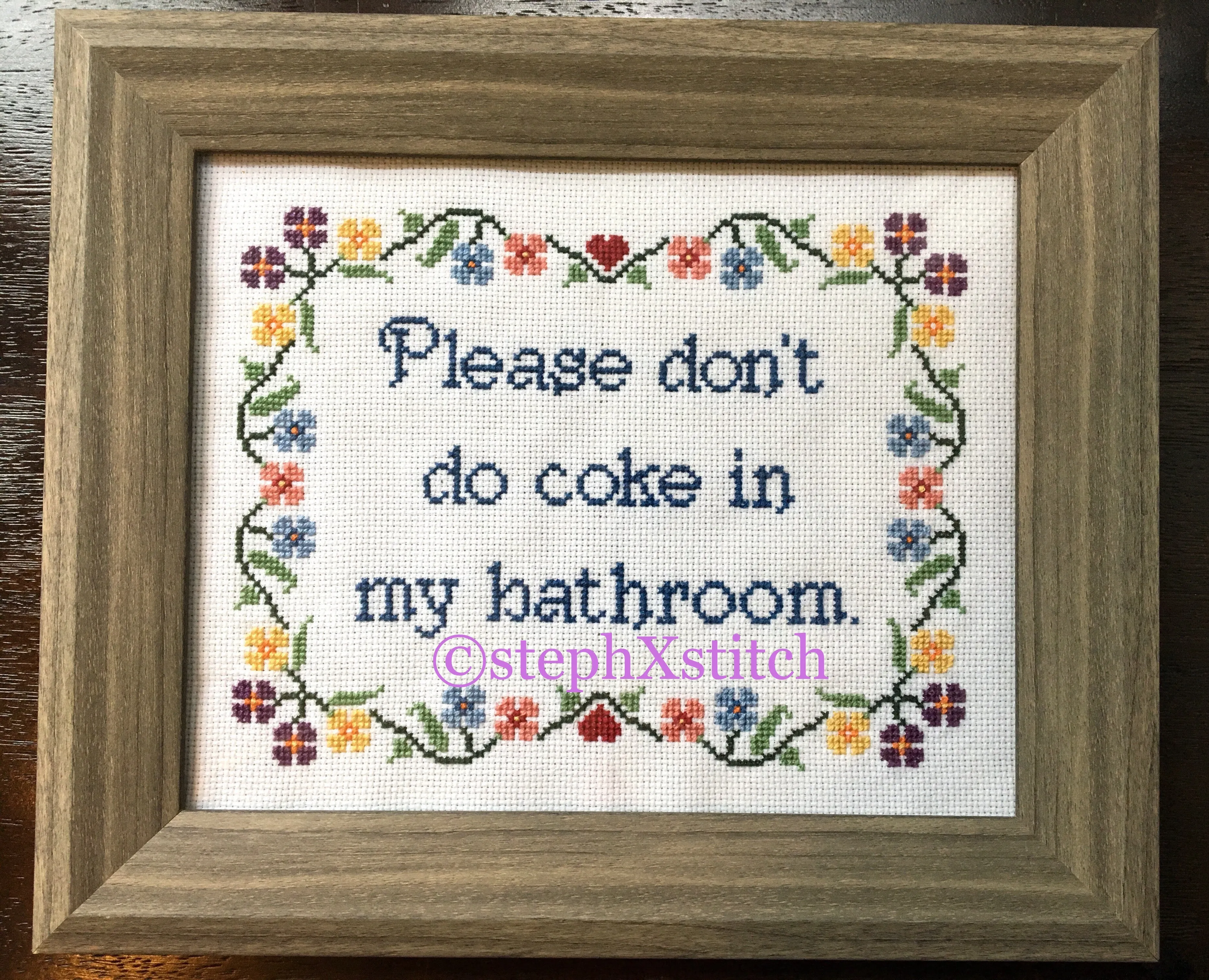 Please Don't Do Coke In My Bathroom -PDF Cross Stitch Pattern