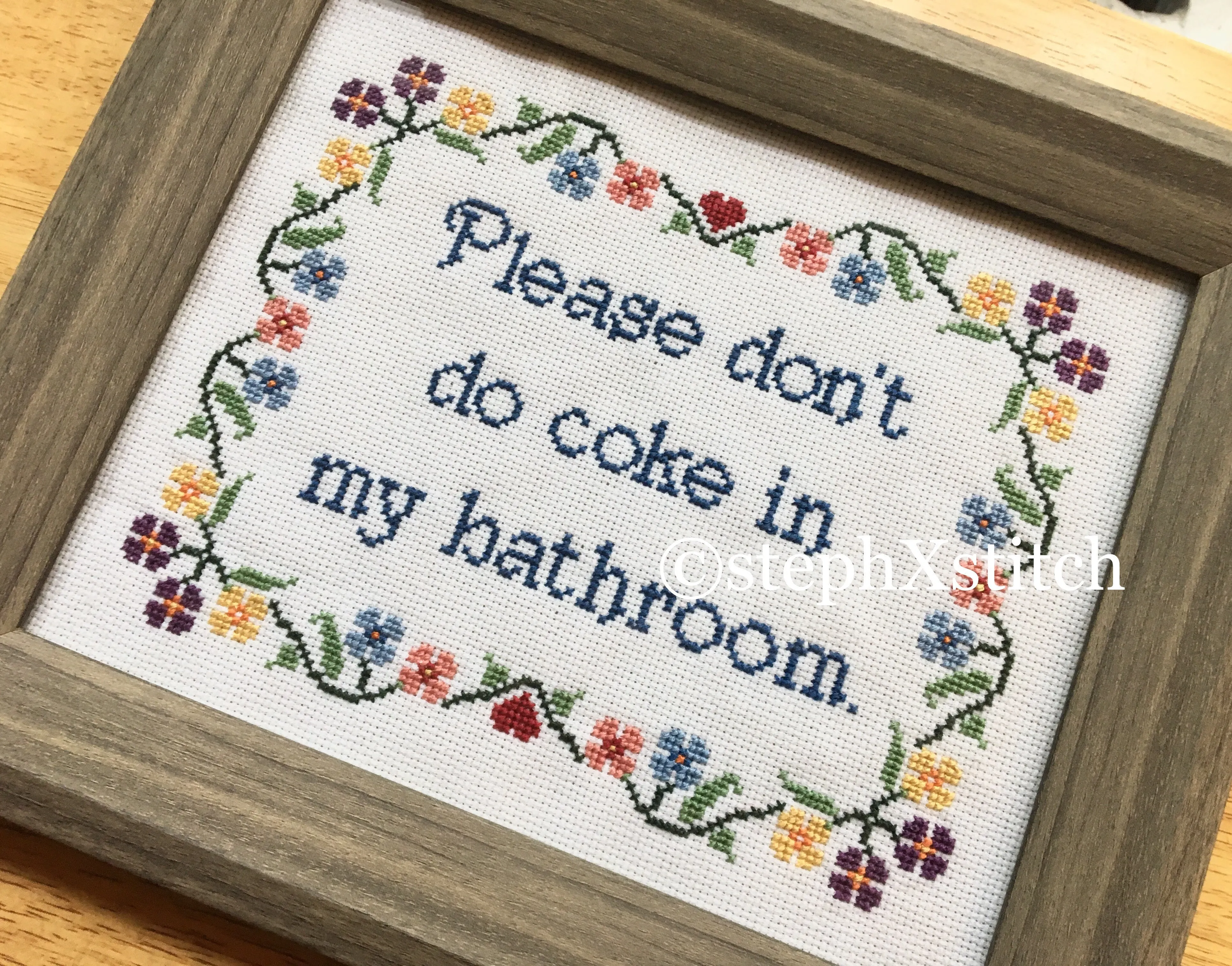 Please Don't Do Coke In My Bathroom -PDF Cross Stitch Pattern