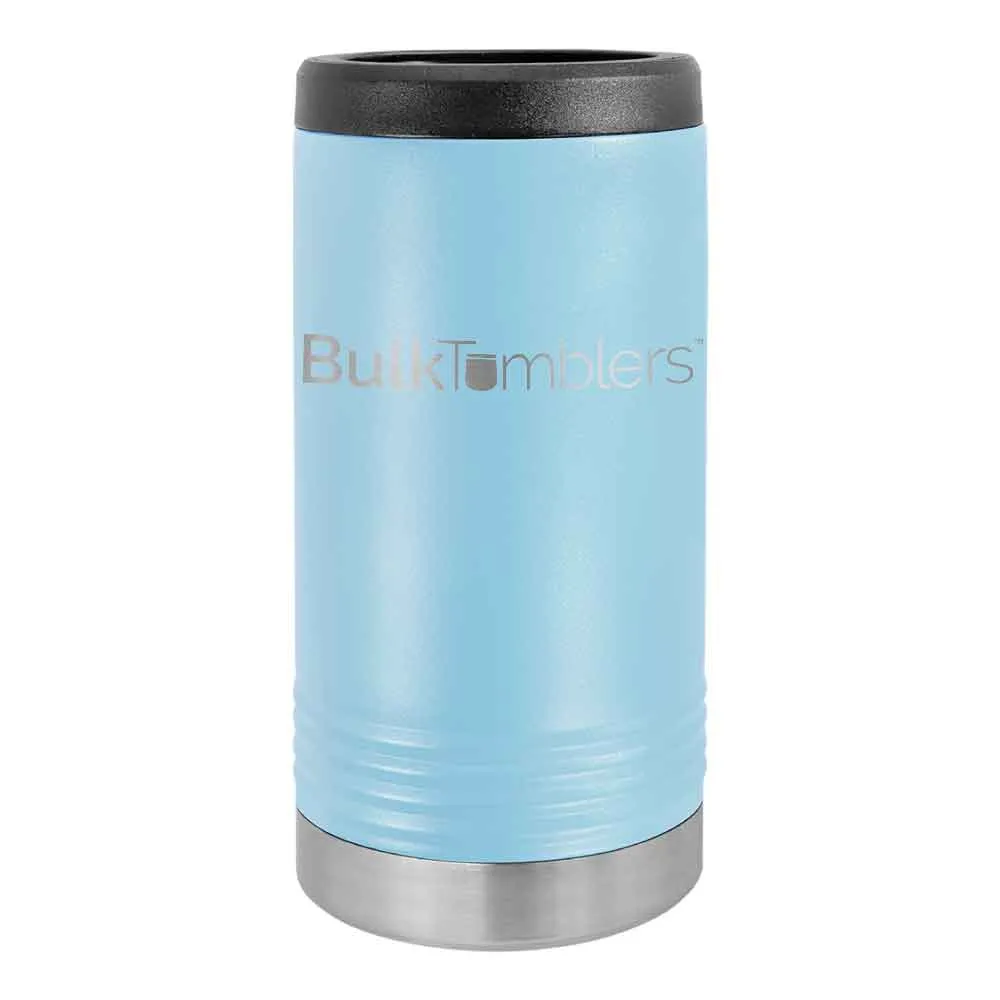 Promo Personalized Skinny Beverage Holder for Slim Can w Logo Laser Engraved on Insulated Stainless Steel
