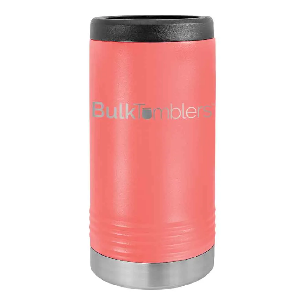 Promo Personalized Skinny Beverage Holder for Slim Can w Logo Laser Engraved on Insulated Stainless Steel