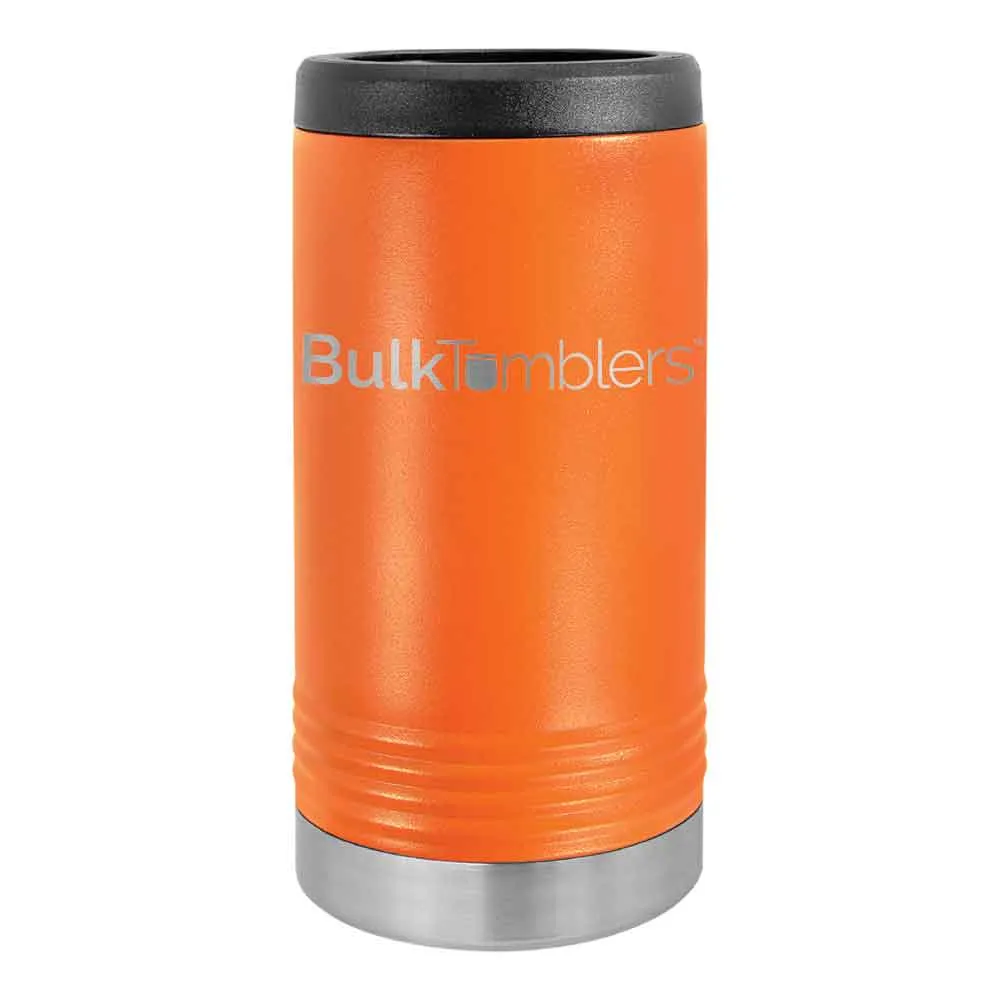Promo Personalized Skinny Beverage Holder for Slim Can w Logo Laser Engraved on Insulated Stainless Steel