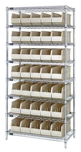 Quantum WR8-441 Wire Shelving System with 8 Shelves, 14" x 36" x 74"
