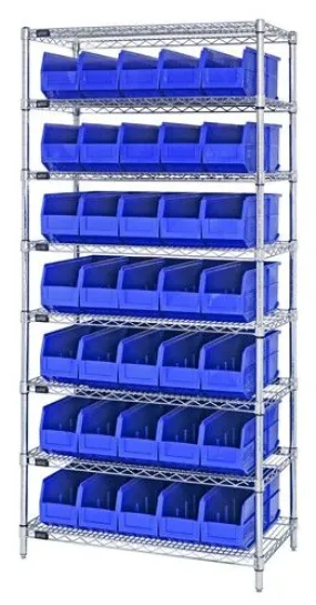 Quantum WR8-441 Wire Shelving System with 8 Shelves, 14" x 36" x 74"