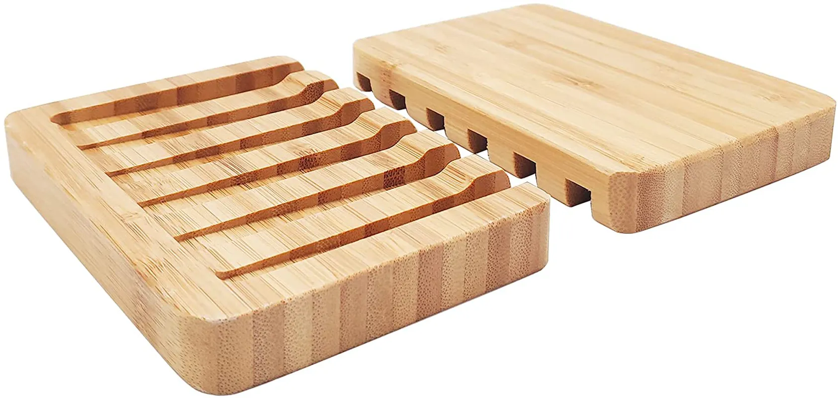 Quanzhou Chenchenchen E-Commerce Co.,Ltd 2 Packs Bamboo Soap Dish, Soap Holder Soap Saver Soap Pad