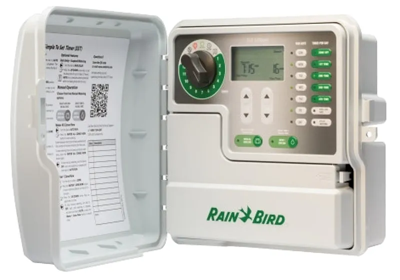 Rain Bird SST-1200OUT Irrigation Timer, 25.5/120 VAC, 6 -Zone, 1 -Program, LCD Display, White :EA: QUANTITY: 1