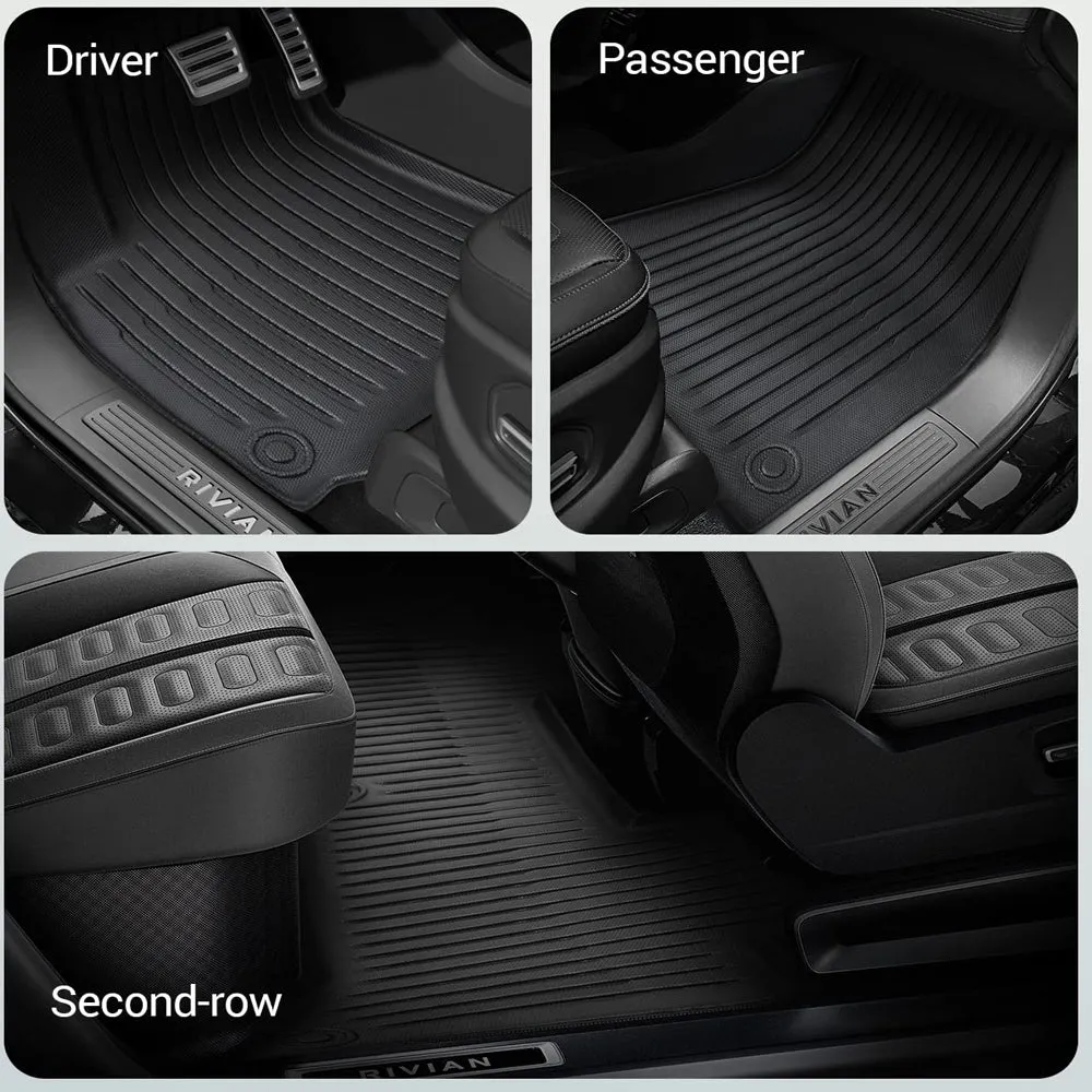 Rivian R1T Floor Mats TPE All Weather Protection Rivian R1T Accessories Black