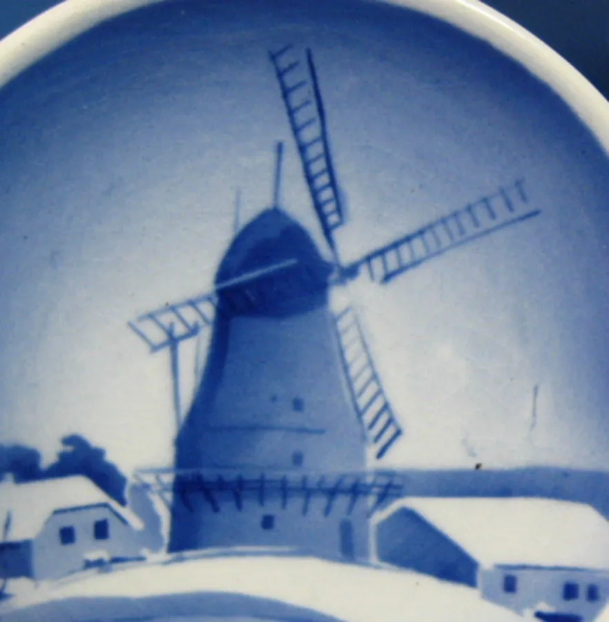 Royal Copenhagen Butter Pat Windmill Teabag Caddy 1950s Denmark Hand Painted