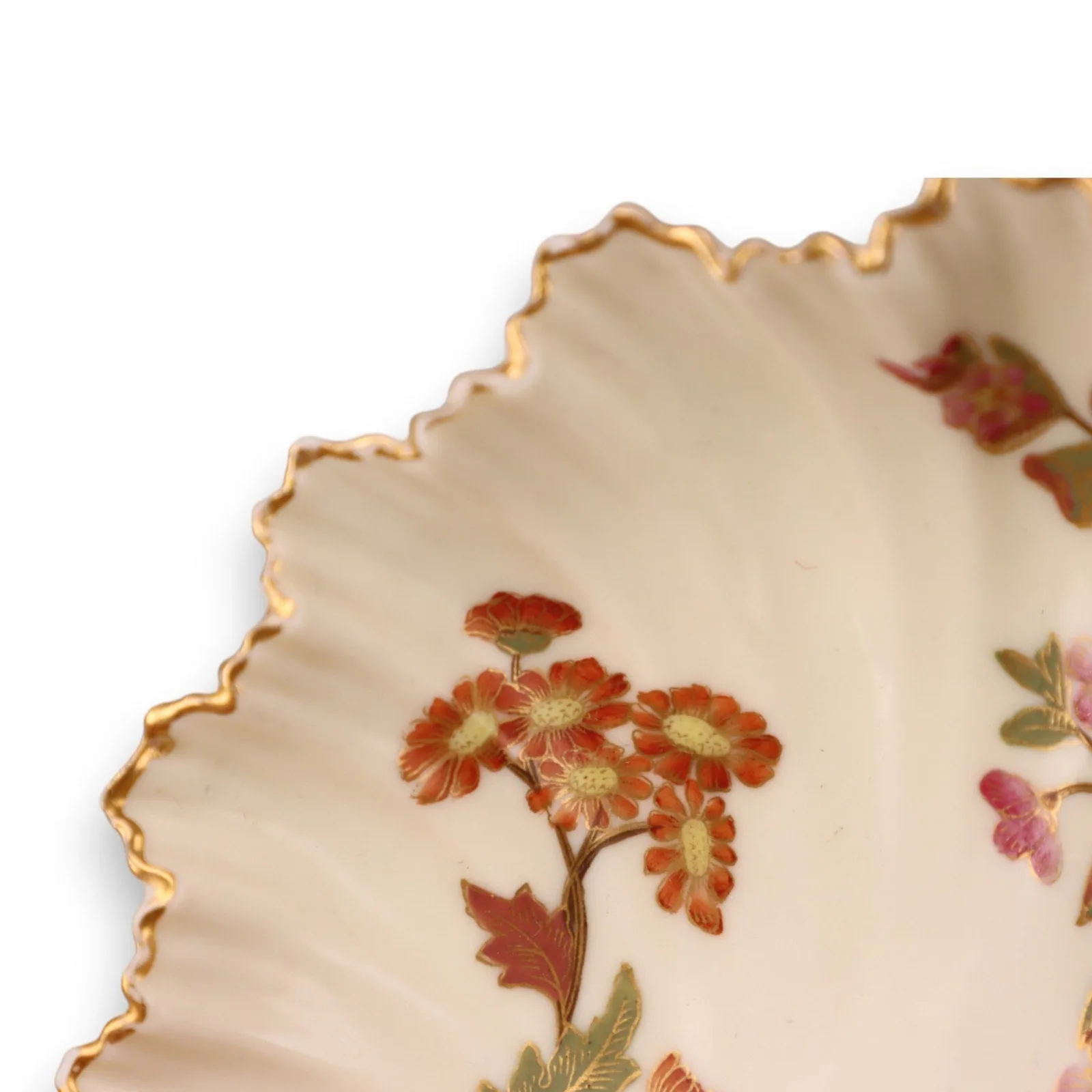 Royal Worcester Blush Ivory 1413 Scallop Shell Candy Trinket Dish Antique 1889