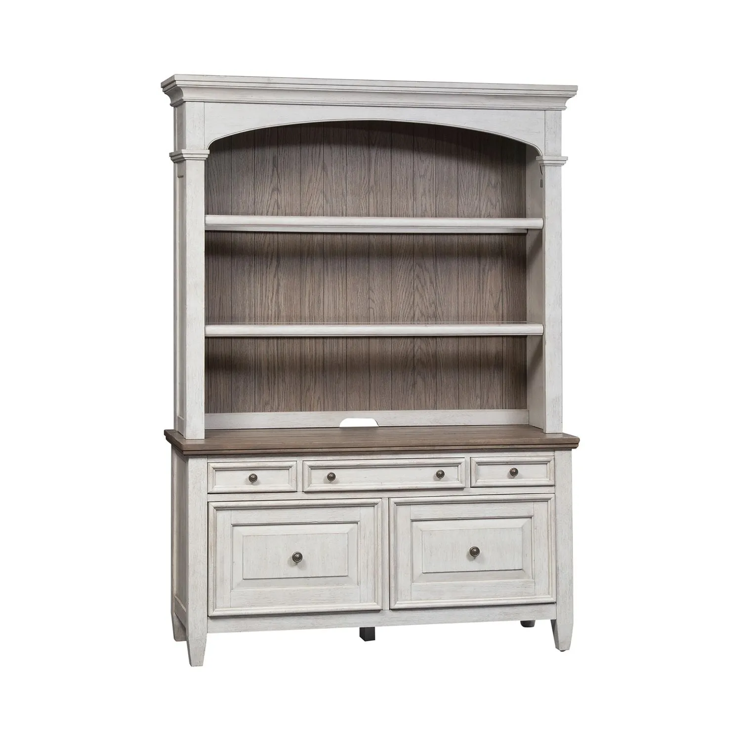 Rustico Credenza & Hutch with File Cabinet drawers