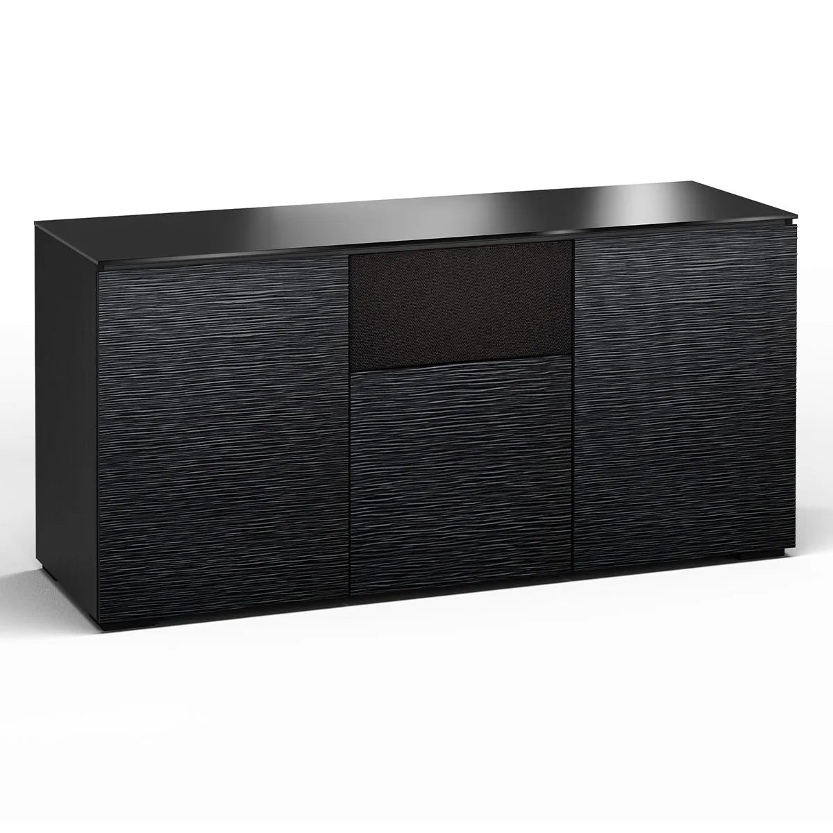 Salamander Chameleon Collection Chicago 336 Triple Speaker Integrated Cabinet (Textured Black Oak with Black Glass Top)