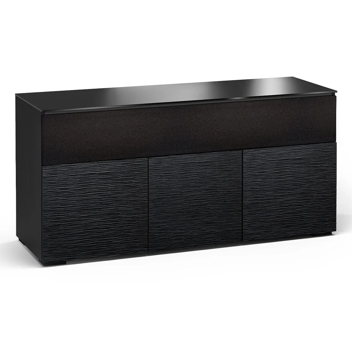 Salamander Chameleon Collection Chicago 339 Triple Speaker Integrated Cabinet (Textured Black Oak with Black Glass Top)