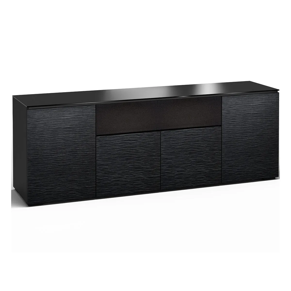 Salamander Chameleon Collection Chicago 345 Quad Speaker Integrated Cabinet (Textured Black Oak with Black Glass Top)