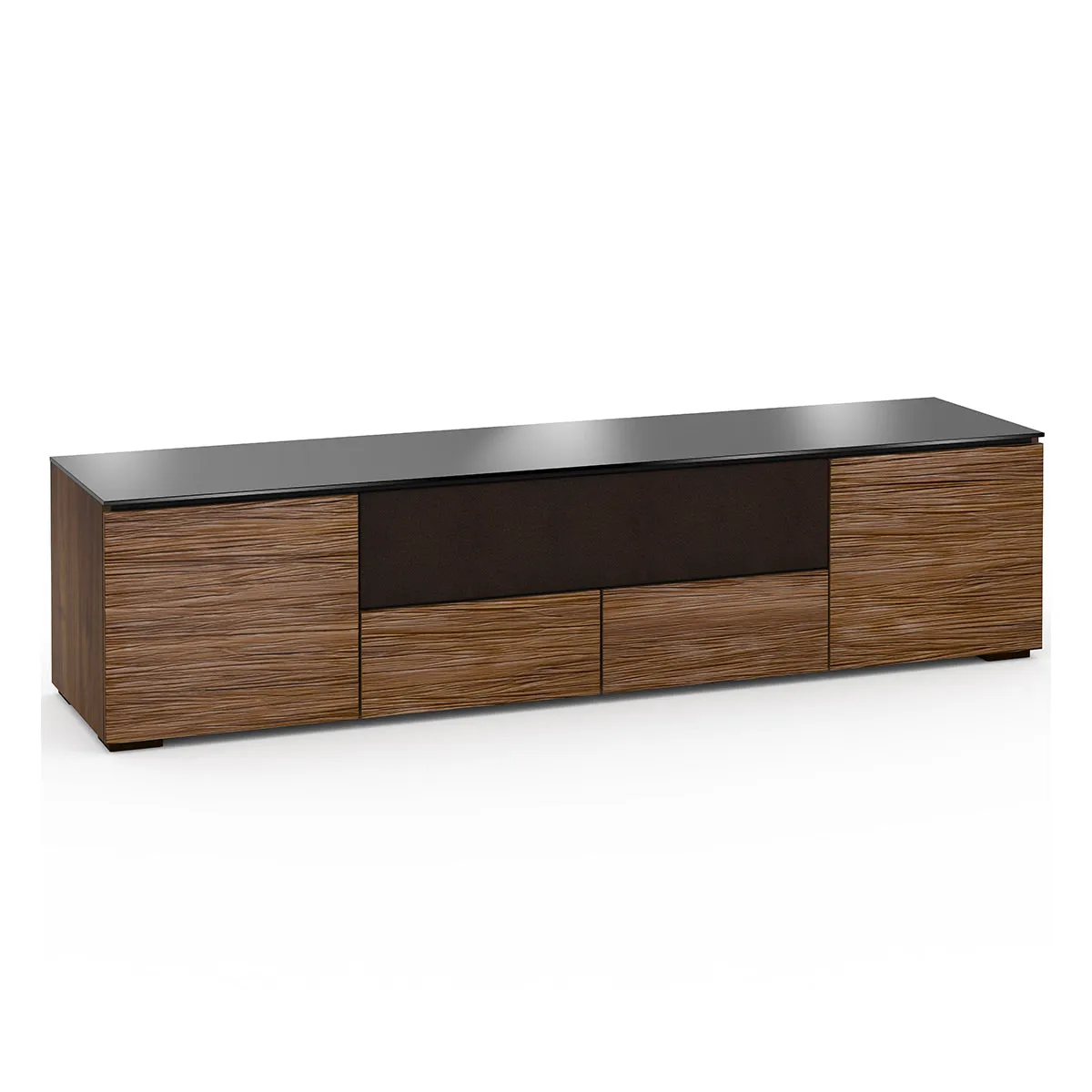 Salamander Chameleon Collection Denver 245 Quad Speaker Integrated Cabinet (Deep Textured Medium Walnut with Black Glass Top)