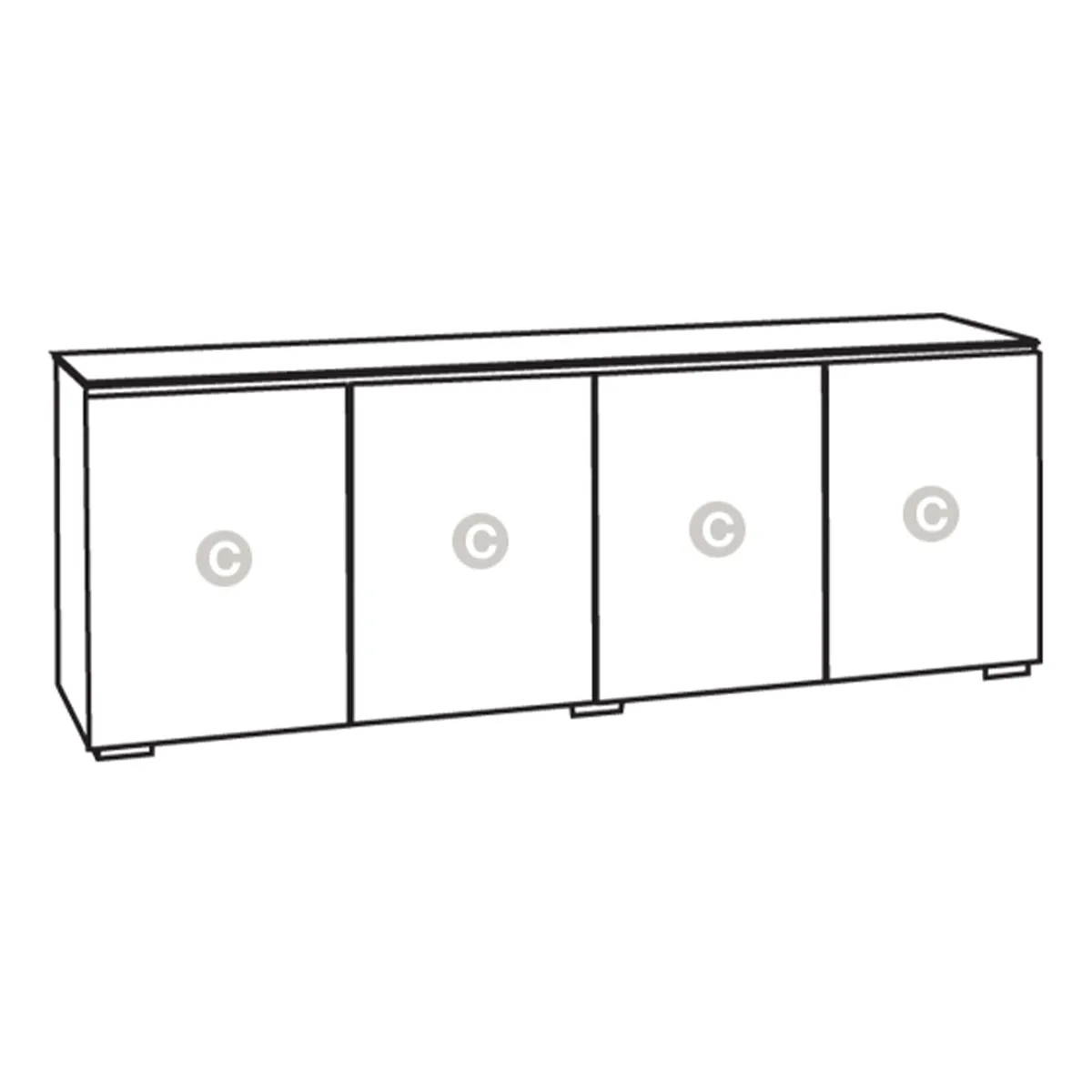 Salamander Chameleon Collection Denver 347 Quad AV Cabinet (Deep Textured Natural Oak with Black Glass Top)